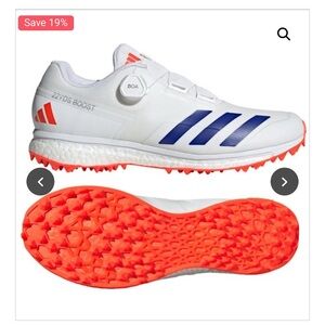 2024 Adidas 22YDS SL22 Boost Cricket Shoes - White/Blue/Red
